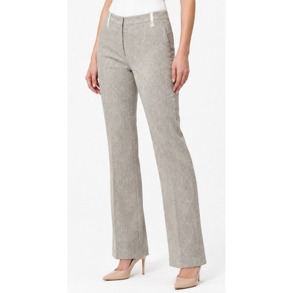 Womens Silver Gray Pinstripe Dress Pants IT 40 US 2 Flare Leg Career Office Y2K